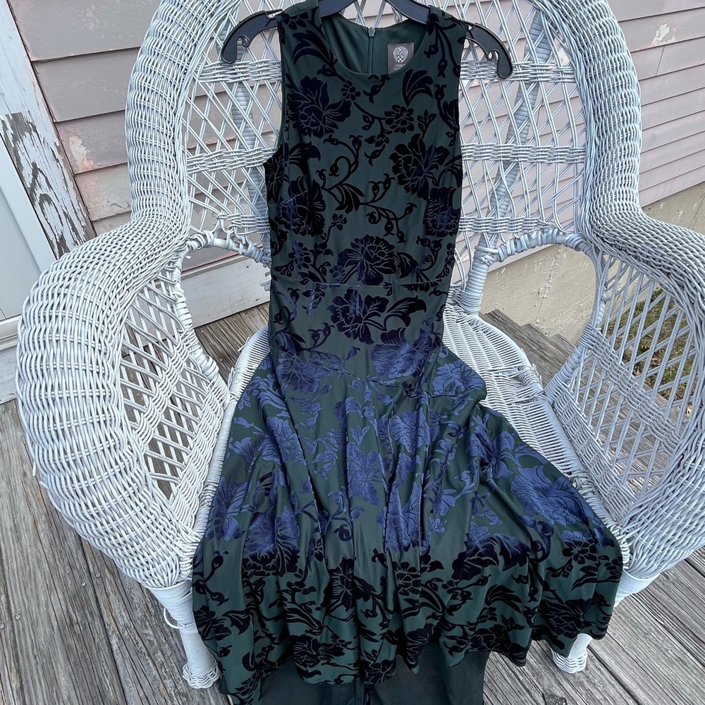 Vince Camuto Black and Dark Green Floral Maxi Dress